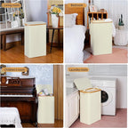 Slim Laundry Hamper, 75L Beige Narrow Laundry Basket - Image 7