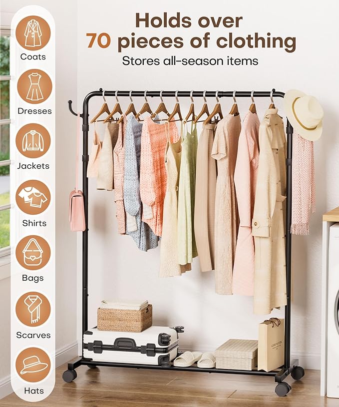 Homde Heavy Duty Clothes Rack: 120lb Standing Garment Storage - Image 5