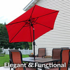 Sunnydaze Outdoor Patio Umbrella - Polyester Table Market Umbrella with Push-Button Tilt and Crank - 6 Sturdy Ribs - Red - 7.5ft - Image 2