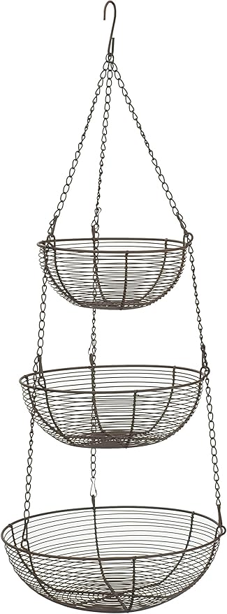 RSVP International Hanging Storage Collection 3-Tier Baskets, Bronze Woven Wire by RSVPInternational