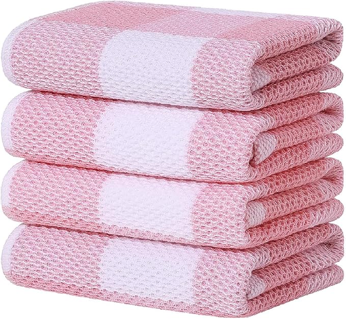 Homaxy 100% Cotton Waffle Weave Check Plaid Kitchen Towels, 13 x 28 Inches by Homaxy