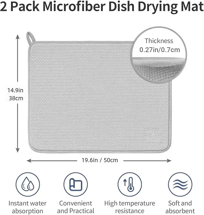 2 Pack Microfiber Dish Drying Mat - Image 5