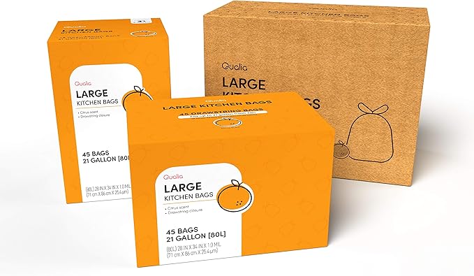QUALIAZERO CITRUS SCENTED 21 Gal / 80 Liter | Drawstring Closure Trash Bag | by QUALIAZERO