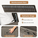 Devoko 97 Gallon Deck Box, Waterproof Resin Outdoor Storage Box for Outside and Patio, Large Outdoor Storage Bench Cabinet Lockable for Patio Furniture, Garden Tools and Pool Supplies (Brown) - Image 5