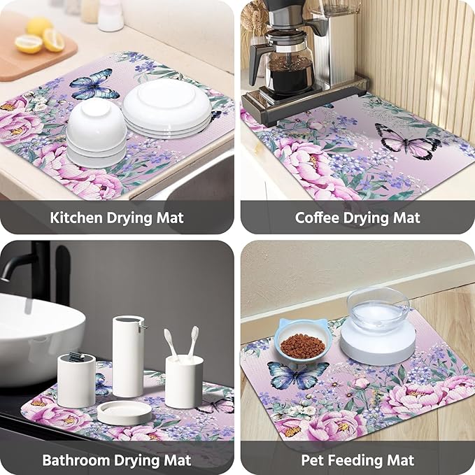 Dish Drying Mat for Kitchen Counter 16x18 Inch, Super Absorbent Dish Drainer Mat - Image 7