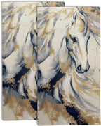 Golden Horse Oil Painting Kitchen Hand Towel Set of 2, Abstract Art Painting by Gnhkmw