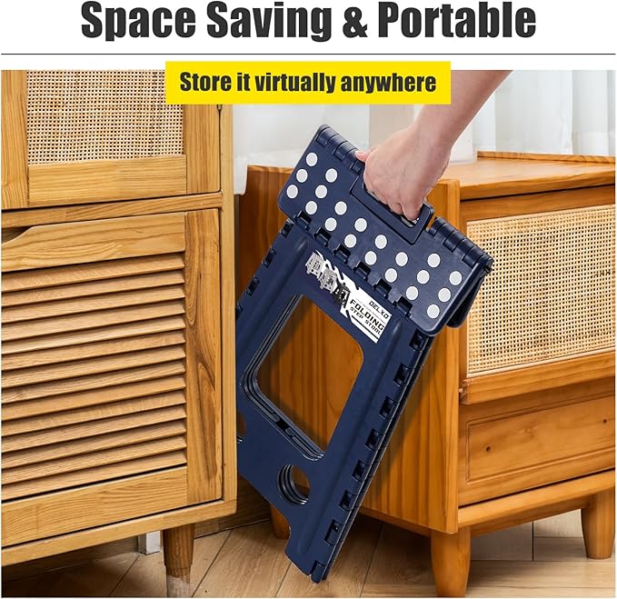Delxo Folding Step Stool 17.5 Inch,Heavy Duty Step Stools for Adults,Non Slip Folding Stool with Handle,Premium Portable Foldable Step Stool for Kitchen Bathroom Bedroom Up to 400LBS,(Royal Blue,1PC) - Image 5