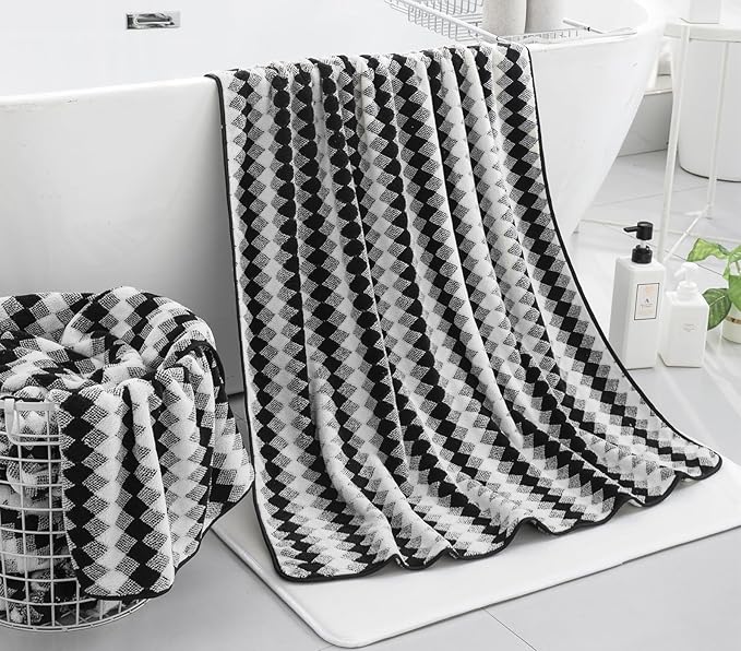 2 Hand Towel Set 16"x31" Black White Towel Set - Image 5