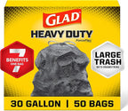 Glad Large 30 Gallon Trash Bags, Unscented Heavy Duty Garbage Bags, Forceflex by GladTrashFoodStorage