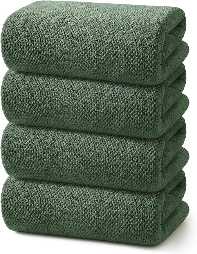 REDKISS 4 Pack Premium Bath Towels, Plush Coral Fleece Towels by REDKISSOnline