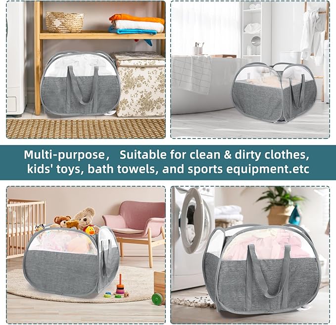 Collapsible Laundry Baskets, 90L Large Foldable Laundry Basket, Tear-proof Pop - Image 7
