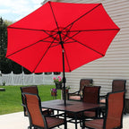 Sunnydaze Outdoor Patio Umbrella - Polyester Table Market Umbrella with Push-Button Tilt and Crank - 8 Sturdy Ribs - Red - 9ft - Image 7