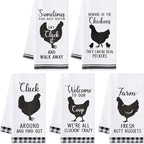 R HORSE 5Pcs Funny Chicken Kitchen Dish Towel Set Absorbent Quick Dry Cloth by RHORSE