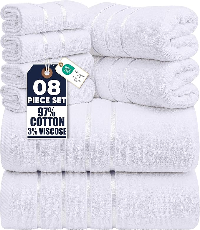 Utopia Towels 8 Piece Luxury Towel Set, 2 Bath, 2 Hand, and 4 Wash Cloths by UTOPIATOWELS