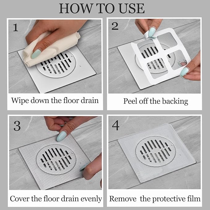 50Pcs Disposable Shower Drain Hair Catcher, Prevents Hair Clogs, 4x4 Inch Mesh - Image 3