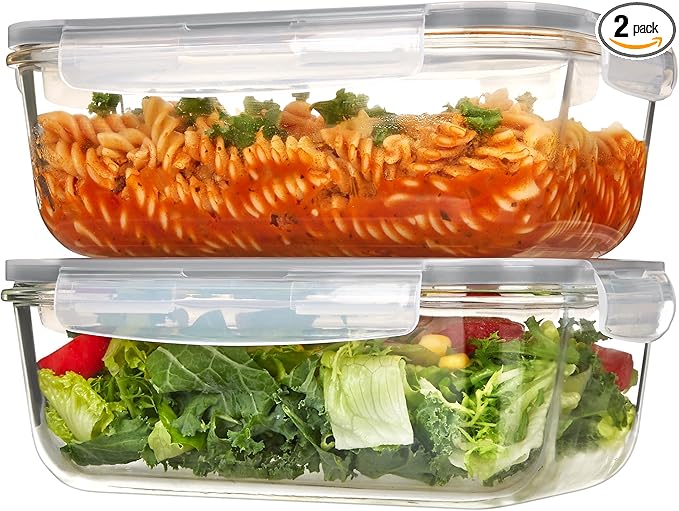 Vtopmart 2Pack 1860ml/63oz Large Glass Storage Containers by Vtopmart