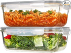 Vtopmart 2Pack 1860ml/63oz Large Glass Storage Containers by Vtopmart