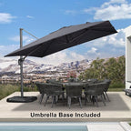 PURPLE LEAF 11.5' X 11.5' Telescopic Patio Umbrella with Base Included Lifting Cantilever Offset Square Large Umbrella for Pool Outdoor Patio Deck Garden Grey - Image 2