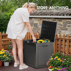 Outdoor Storage Box, Resin Deck Boxes Indoor and outdoor, Waterproof Storage Box Lockable Lid (Black,32 Gallon) - Image 6