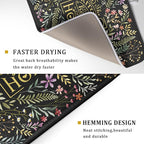 Vintage Microfiber Dish Drying Mat Wildflowers Leaves Absorbent Dry Mat - Image 3