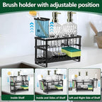 Sponge Holder for Kitchen Sink Organizer Caddy, 2 Tier Dish Brush Scrubber - Image 4
