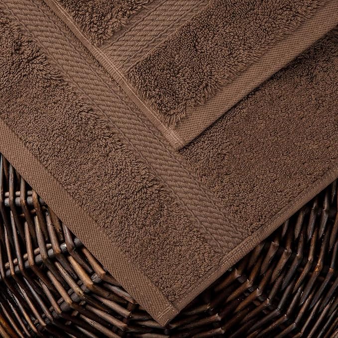 Superior Egyptian Cotton Solid Towel Set, Washcloths 13” x 13”, Hand Towels 20” - Image 3