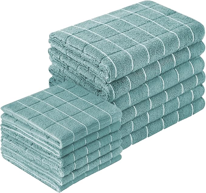 Microfiber Kitchen Towels and Dishcloths Set, 26 X 18 Inch and 12 X 12 Inch by Puomue