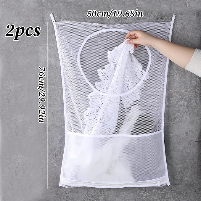 2Pcs Bag Over the Door Hamper Large Hanging Mesh Hamper - Image 2
