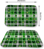 St Patricks Day Dish Drying Mat 18x24 Inch Green Lucky Shamrock Buffalo Plaid - Image 2