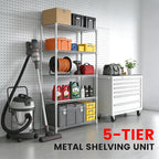 Xcity Storage Shelves, 5 Tier Heavy Duty Metal Shelving Unit, 2000 LBS Capacity Adjustable Steel Wire Shelf Organizer for Pantry, Kitchen, Garage, 14" D x 30" W x 60" H, Chrome - Image 3