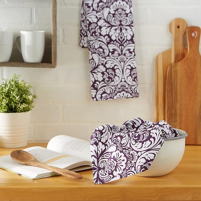 DII Cotton Dish Towel Set Damask Print - Image 5