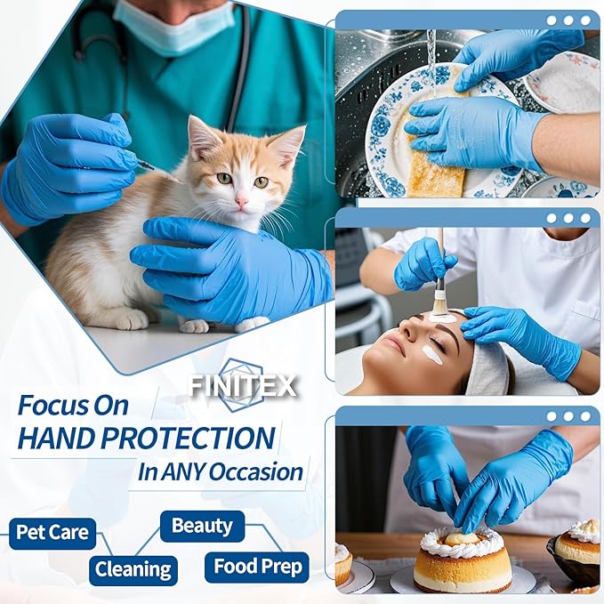 FINITEX Blue Disposable Nitrile Exam Gloves - Image 6