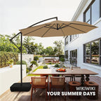 wikiwiki 10ft Patio Umbrella with Base Included, Outdoor Offset Cantilever Umbrella with Sandbag Base for Backyard, Garden and Pool, Easy to Tilt and Crank, Tan - Image 8