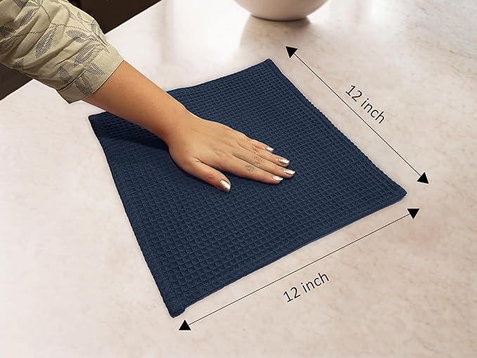 Encasa XO' Waffle Weave Face & Hand Towels – 12"x12", Kitchen & Travel – Small - Image 3
