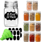 ComSaf Small Glass Jars with Airtight Lid Set of 12, Spice Jars 8 oz, Mason Jar by ComSaf
