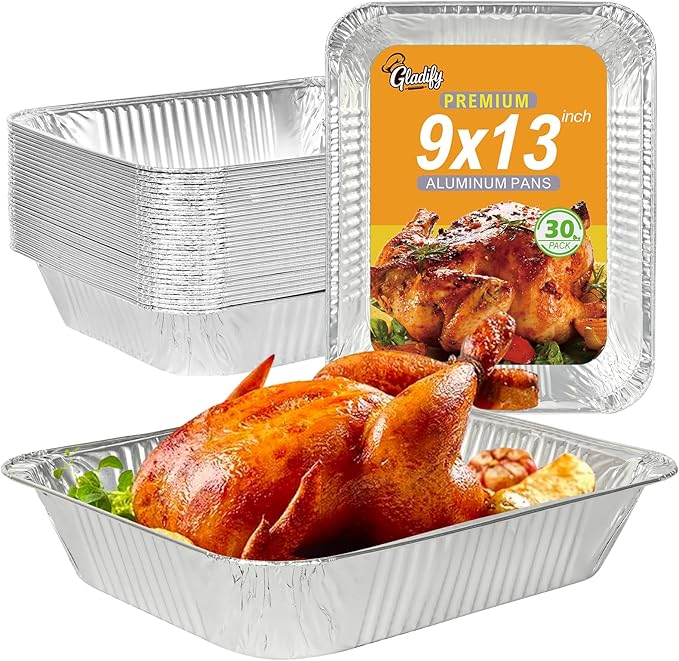 Gladify Aluminum Foil Pans 9x13 Disposable Baking Pans 30 Pack Heavy Duty Half by Unknown