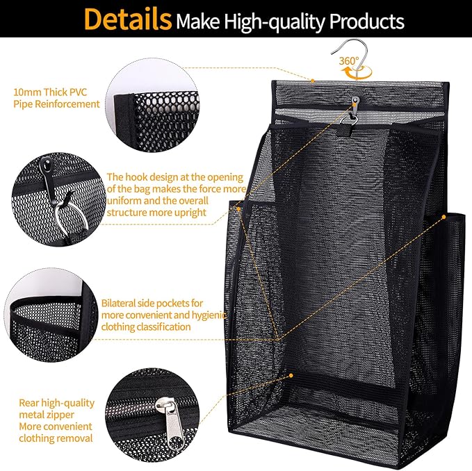 Hanging Collapsible Breathable Mesh Laundry Hamper, Fast Drying Portable Space - Image 3