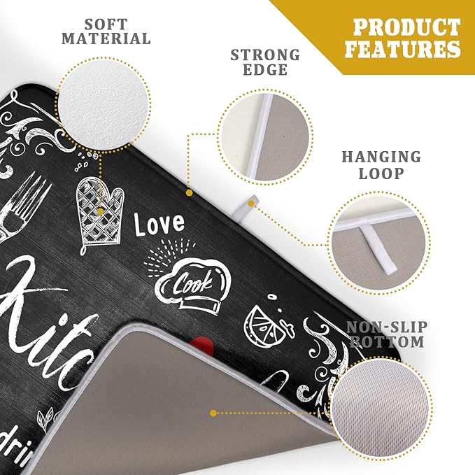 Kawani Black Coffee Bar Dish Drying Mats - Image 4