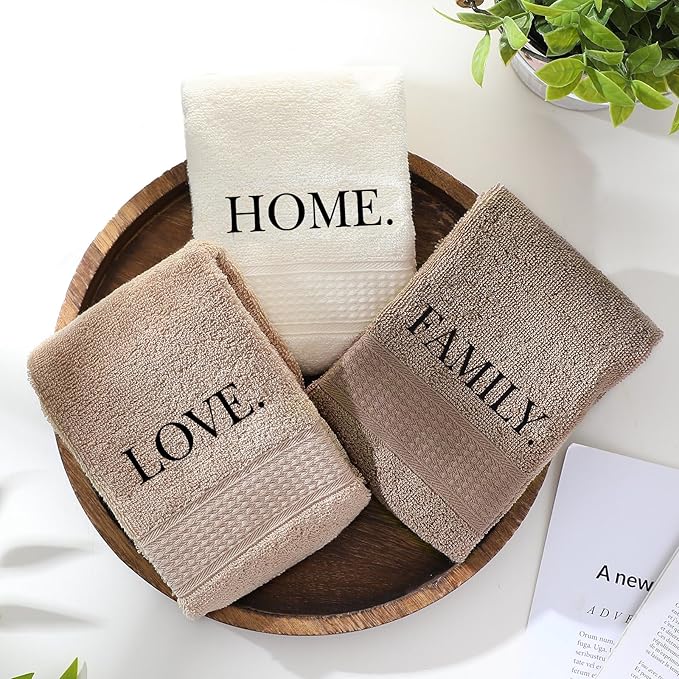 3 Pcs Home Love Family Hand Towels Farmhouse Decorative Embroidered Bathroom - Image 6