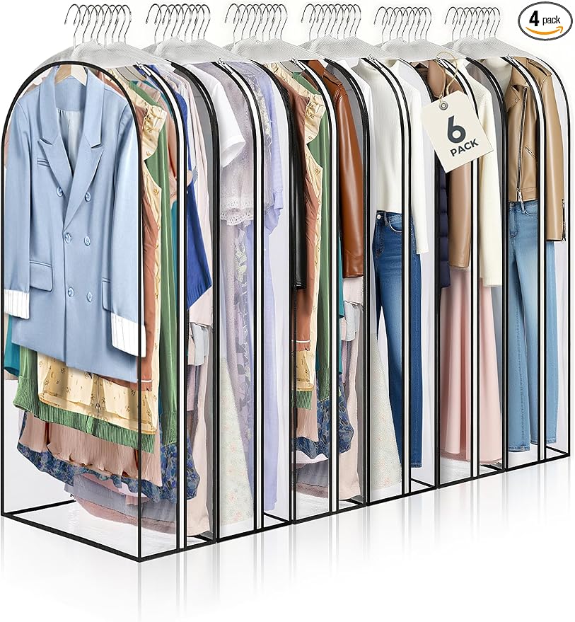 4 pcs 60" Garment Bags for Hanging Clothes, Garment Bags for Travel Covers by AURUZA
