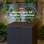 Keter City 30 Gallon Resin Outdoor Storage Box and Patio Furniture Side Table for Pool and Garden Accessories, Brown - Image 5