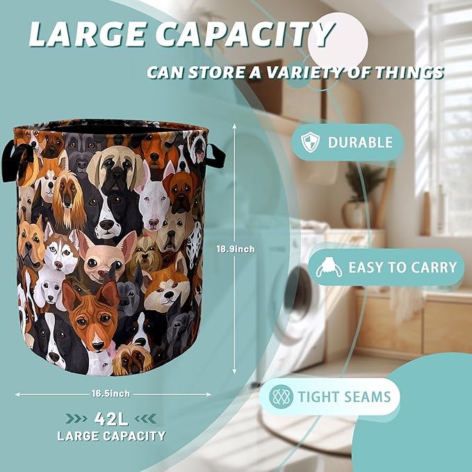 Cute Dogs Different Dog Laundry Basket Foldable - Image 2