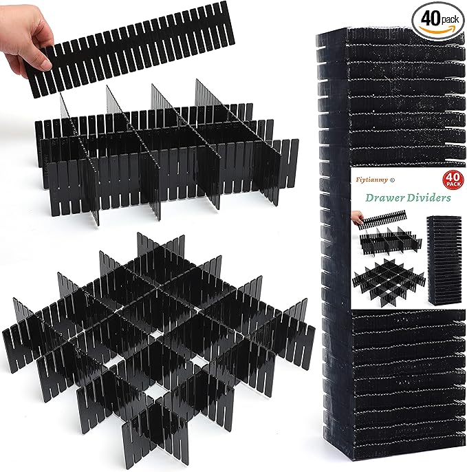 40Pcs Drawer Dividers, Adjustable Drawer Organizer by Flytianmy