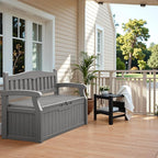 Flamaker 80 Gallon Storage Bench Outdoor Indoor, Durable All-Weather Seating with Hidden Storage, Lockable Deck Box for Garden, Patio, Poolside (Grey) - Image 2