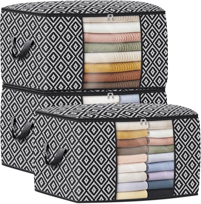 Direct 100L, 3 Pack, Storage Containers, Large Clothes Storage Bins Foldable by StorageTastic