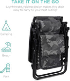 Best Choice Products Folding Zero Gravity Outdoor Recliner Patio Lounge Chair w/Adjustable Canopy Shade, Headrest, Side Accessory Tray, Textilene Mesh - Camouflage - Image 8