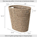 StorageWorks Wicker Waste Basket, Handwoven Seagrass Trash Can - Image 2