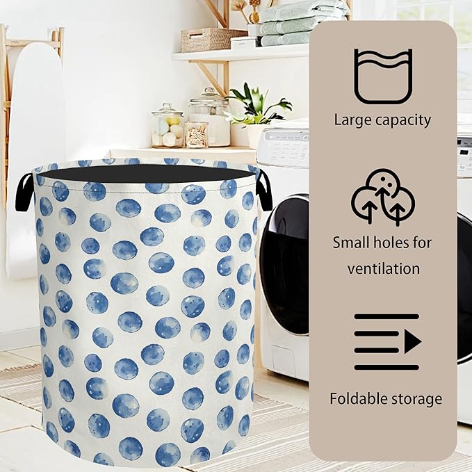 Blue Polka Dots Laundry Basket - Image 7