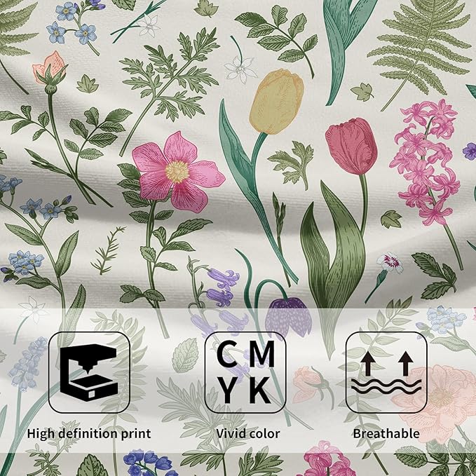 Spring Floral Hand Towels for Bathroom Set of 2 Pink Flowers Sage Green Leaves - Image 3