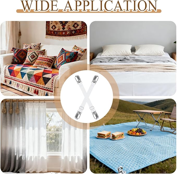 16 Pcs Bed Sheet Straps Sets-2 Style Adjustable Bed Sheet Fasteners Holders - Image 6